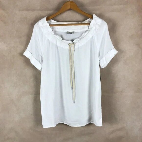 G.H. BASS White Short Sleeve Drawstring Top NWT Small - Picture 9 of 9